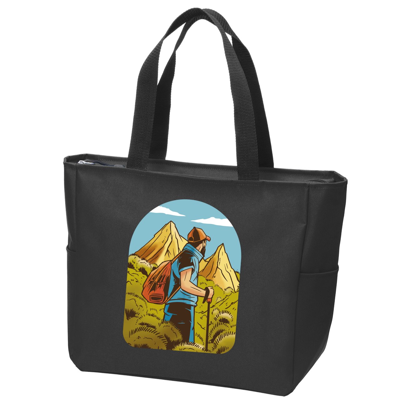 Man Hiking In The Mountains Zip Tote Bag
