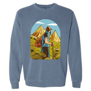 Man Hiking In The Mountains Garment-Dyed Sweatshirt