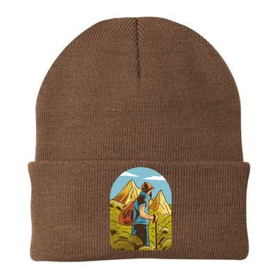 Man Hiking In The Mountains Knit Cap Winter Beanie