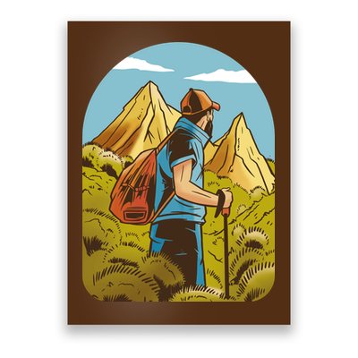 Man Hiking In The Mountains Poster