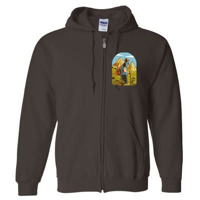 Man Hiking In The Mountains Full Zip Hoodie