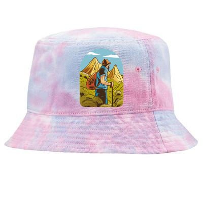 Man Hiking In The Mountains Tie-Dyed Bucket Hat