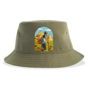 Man Hiking In The Mountains Sustainable Bucket Hat