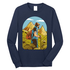 Man Hiking In The Mountains Long Sleeve Shirt