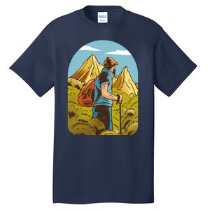 Man Hiking In The Mountains Tall T-Shirt