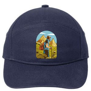 Man Hiking In The Mountains 7-Panel Snapback Hat