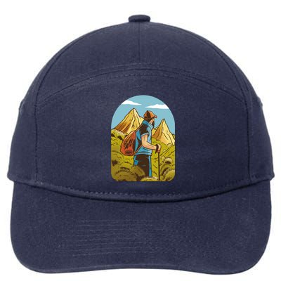 Man Hiking In The Mountains 7-Panel Snapback Hat