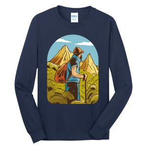 Man Hiking In The Mountains Tall Long Sleeve T-Shirt