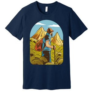 Man Hiking In The Mountains Premium T-Shirt