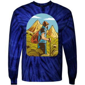 Man Hiking In The Mountains Tie-Dye Long Sleeve Shirt