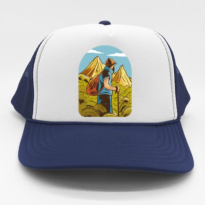 Man Hiking In The Mountains Trucker Hat