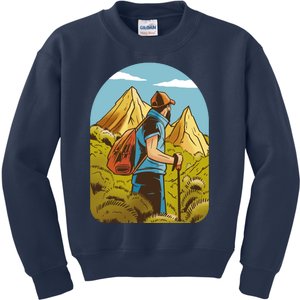 Man Hiking In The Mountains Kids Sweatshirt