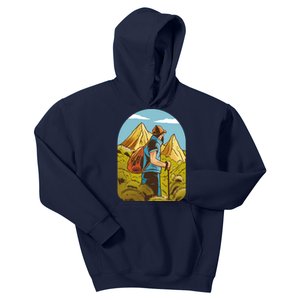 Man Hiking In The Mountains Kids Hoodie