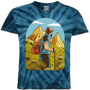 Man Hiking In The Mountains Kids Tie-Dye T-Shirt