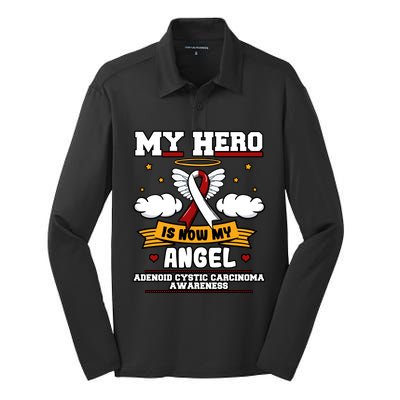 My Hero Is Now My Angel Adenoid Cystic Carcinoma Adenocyst Gift Silk Touch Performance Long Sleeve Polo