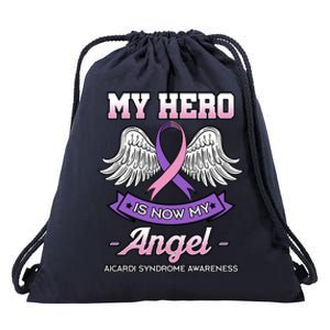 My Hero Is Now My Angel Aicardi Syndrome Genetic Disorder Meaningful Gift Drawstring Bag