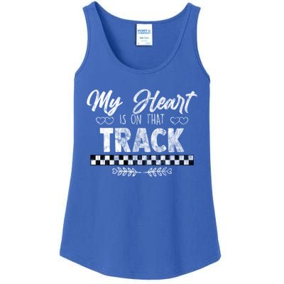 My Heart Is On That Track Drag Racing Race Car Driver Gift Funny Gift Ladies Essential Tank