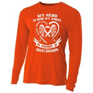 My Hero Is Now My Angel Lung Cancer Awareness Great Grandpa Great Gift Cooling Performance Long Sleeve Crew