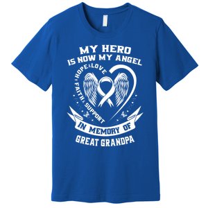 My Hero Is Now My Angel Lung Cancer Awareness Great Grandpa Great Gift Premium T-Shirt