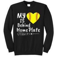 My Heart Is Behind Home Plate Softball Proud Mom Dad Sweatshirt