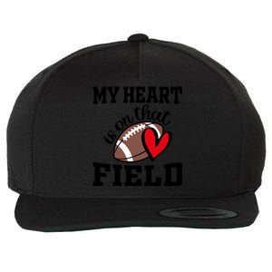 My Heart Is On That Field Football Player's Mom Life Gift Wool Snapback Cap