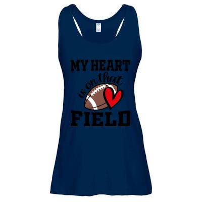 My Heart Is On That Field Football Player's Mom Life Gift Ladies Essential Flowy Tank