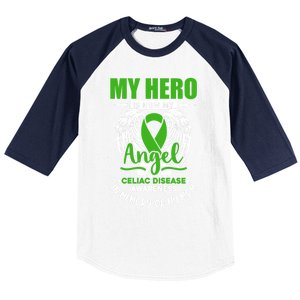 My Hero Is Now My Angel Celiac Disease Awareness Green Gift Baseball Sleeve Shirt