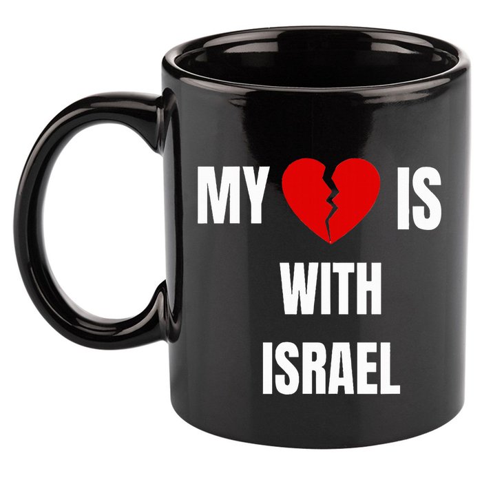 My Heart is With Israel I Stand With Israel 11oz C Handle Ceramic Mug
