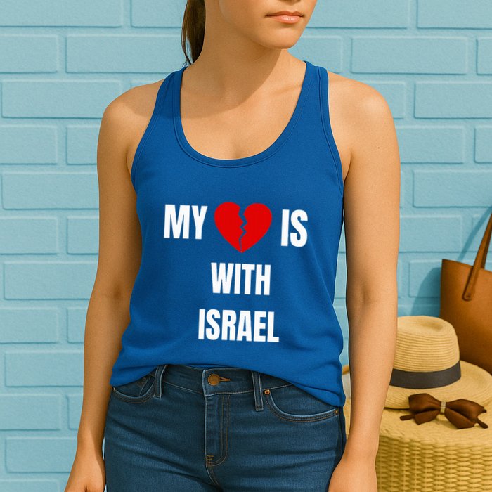 My Heart is With Israel I Stand With Israel Womens Tank Top