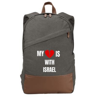 My Heart is With Israel I Stand With Israel Cotton Canvas Backpack