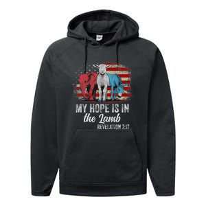 My Hope Is In The Lamb Funny Scripture Elephant Donkey Us Performance Fleece Hoodie