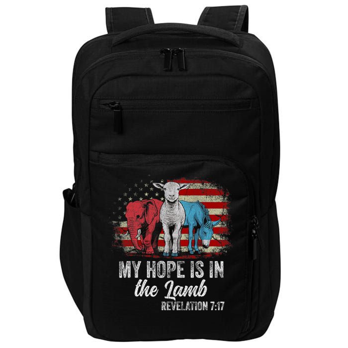 My Hope Is In The Lamb Funny Scripture Elephant Donkey Us Impact Tech Backpack