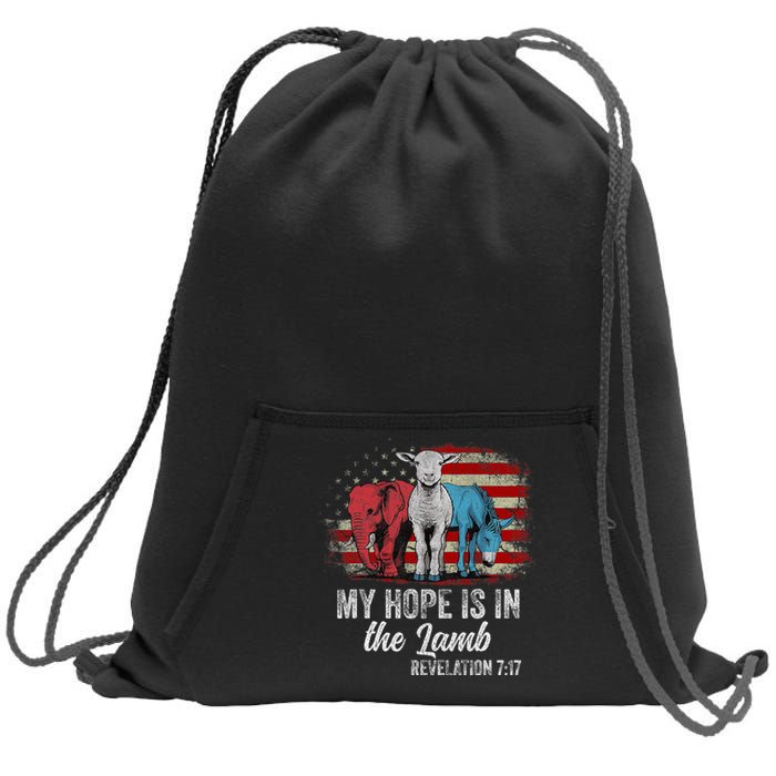 My Hope Is In The Lamb Funny Scripture Elephant Donkey Us Sweatshirt Cinch Pack Bag