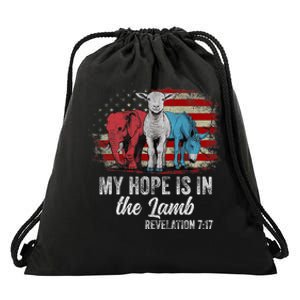 My Hope Is In The Lamb Funny Scripture Elephant Donkey Us Drawstring Bag