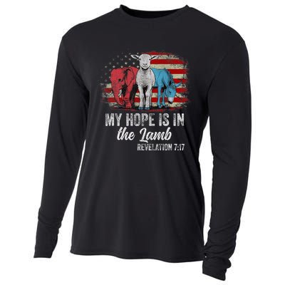 My Hope Is In The Lamb Funny Scripture Elephant Donkey Us Cooling Performance Long Sleeve Crew