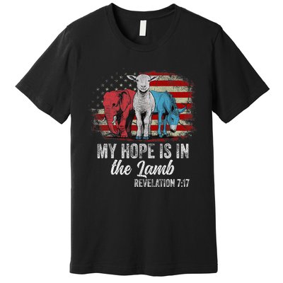 My Hope Is In The Lamb Funny Scripture Elephant Donkey Us Premium T-Shirt