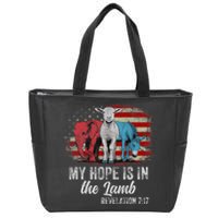 My Hope Is In The Lamb Funny Scripture Elephant Donkey Us Zip Tote Bag