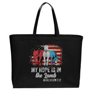 My Hope Is In The Lamb Funny Scripture Elephant Donkey Us Cotton Canvas Jumbo Tote