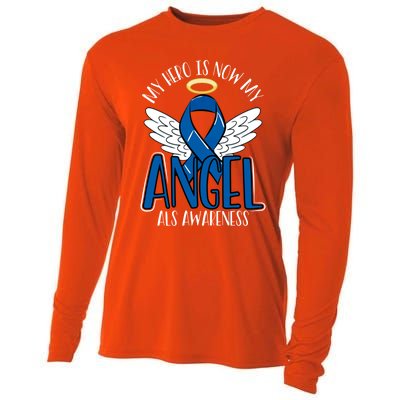 My Hero Is Now My Angel Als Awareness Month Gift Cooling Performance Long Sleeve Crew