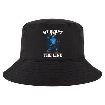 My Heart Is On The Line American Football Mom Gift Cool Comfort Performance Bucket Hat