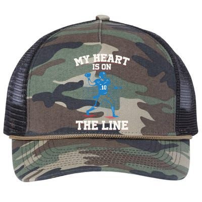 My Heart Is On The Line American Football Mom Gift Retro Rope Trucker Hat Cap