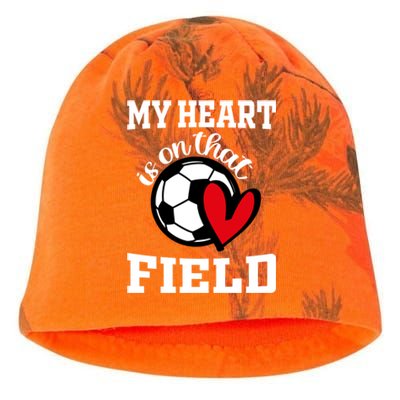 My Heart Is On That Field Soccer Player's Mom Life Gift Kati - Camo Knit Beanie