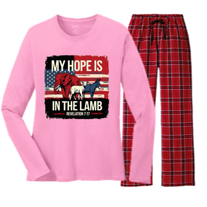 My Hope Is In The Lamb Jesus 2024 Election Women's Long Sleeve Flannel Pajama Set 