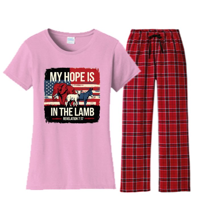 My Hope Is In The Lamb Jesus 2024 Election Women's Flannel Pajama Set