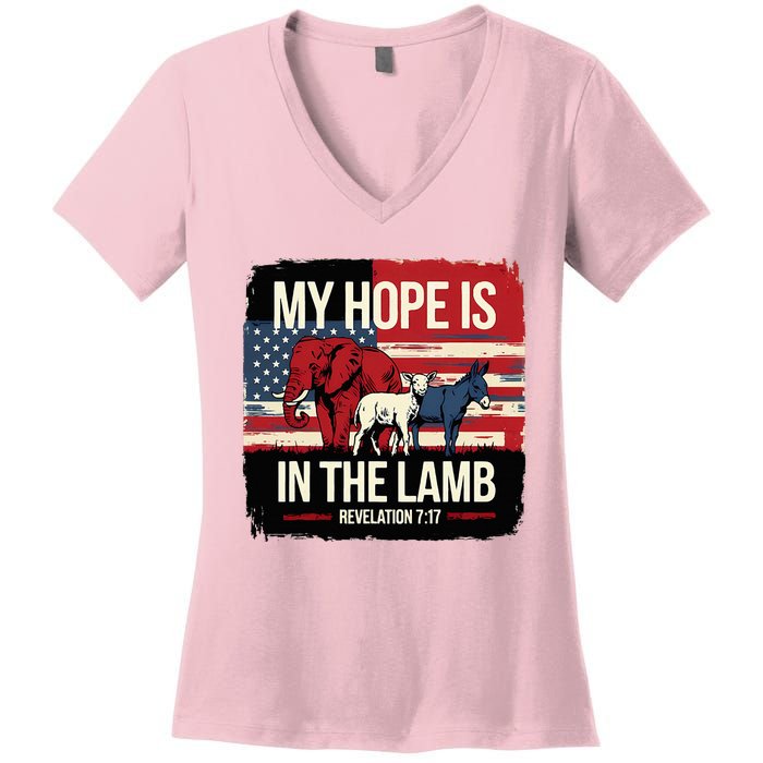 My Hope Is In The Lamb Jesus 2024 Election Women's V-Neck T-Shirt