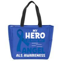 My Hero Is Now My Angel Als Awareness Month Funny Gift Zip Tote Bag