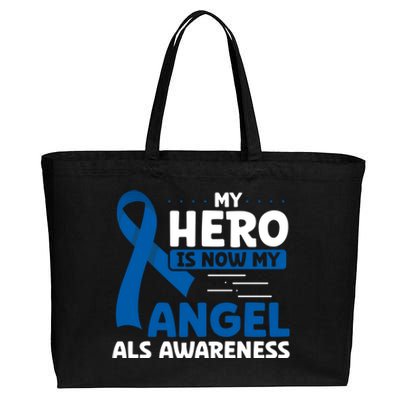 My Hero Is Now My Angel Als Awareness Month Funny Gift Cotton Canvas Jumbo Tote