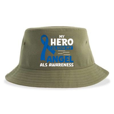 My Hero Is Now My Angel Als Awareness Month Funny Gift Sustainable Bucket Hat