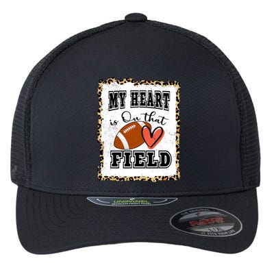 My Heart Is On The Field Cute Leppard Football Mom Flexfit Unipanel Trucker Cap