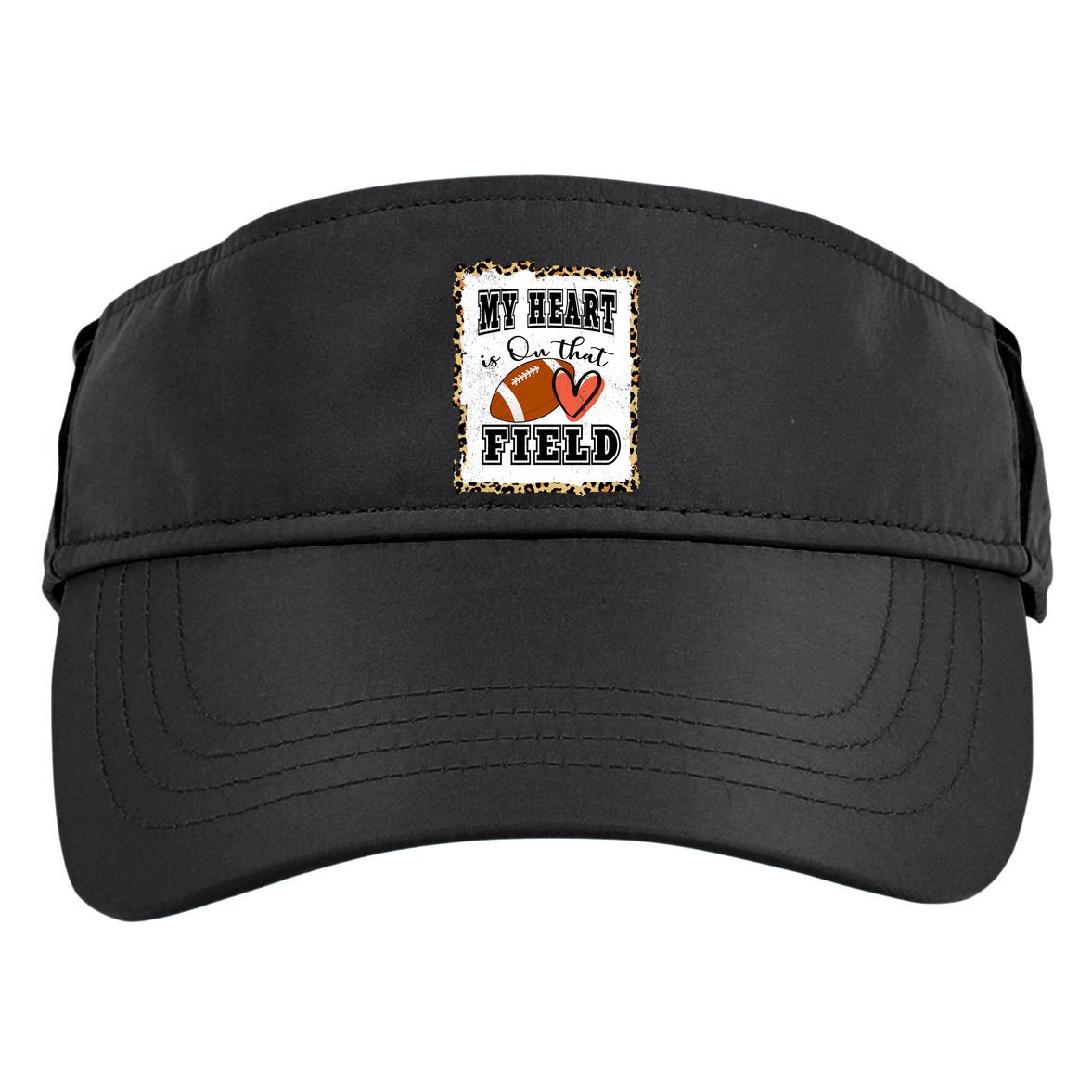 My Heart Is On The Field Cute Leppard Football Mom Adult Drive Performance Visor